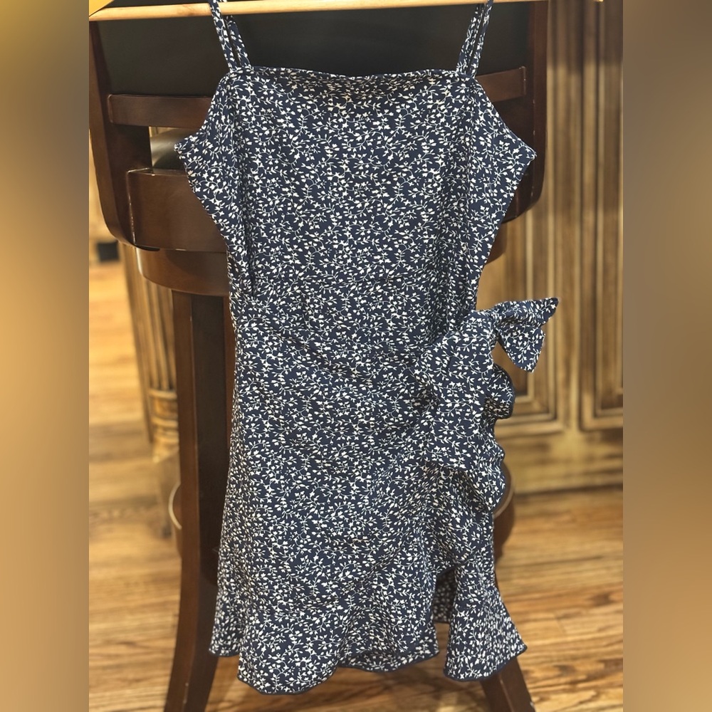 SHEIN. Navy Blue Floral Kids Dress size 7/8